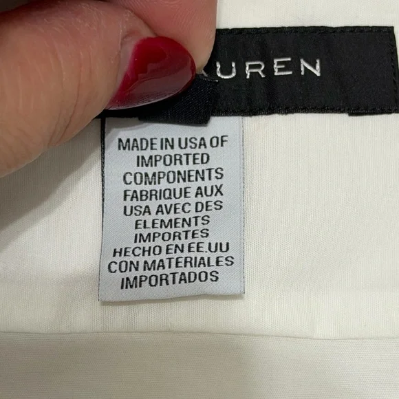 VINTAGE Ralph Lauren $790 White Button Down Shirt Chain Mail Embellish -10 NEW - Picture 9 of 14